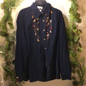 autumn leaves corduroy blouse